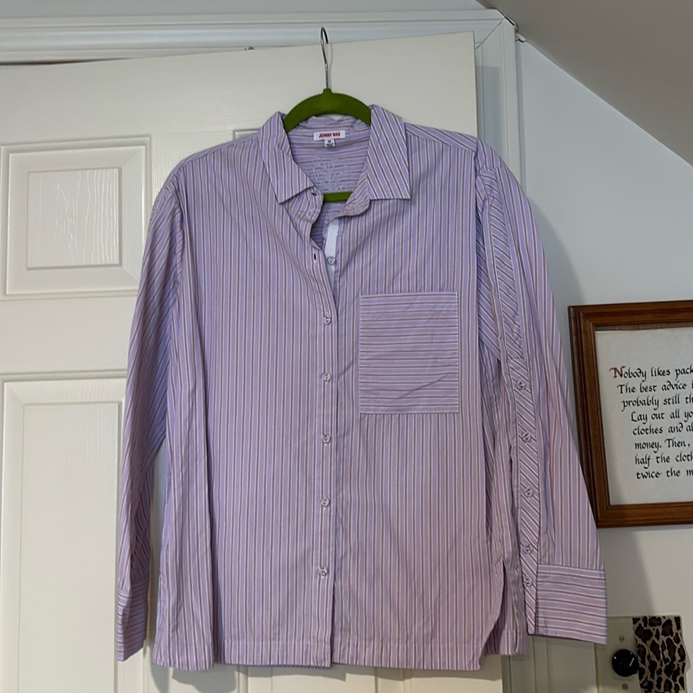 Lavender Stiped Johnny Was Button Down XS